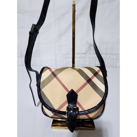 Authentic Burberry Nova Check Coated Canvas and Patent Leather Crossbody Bag - Picture 4 of 14